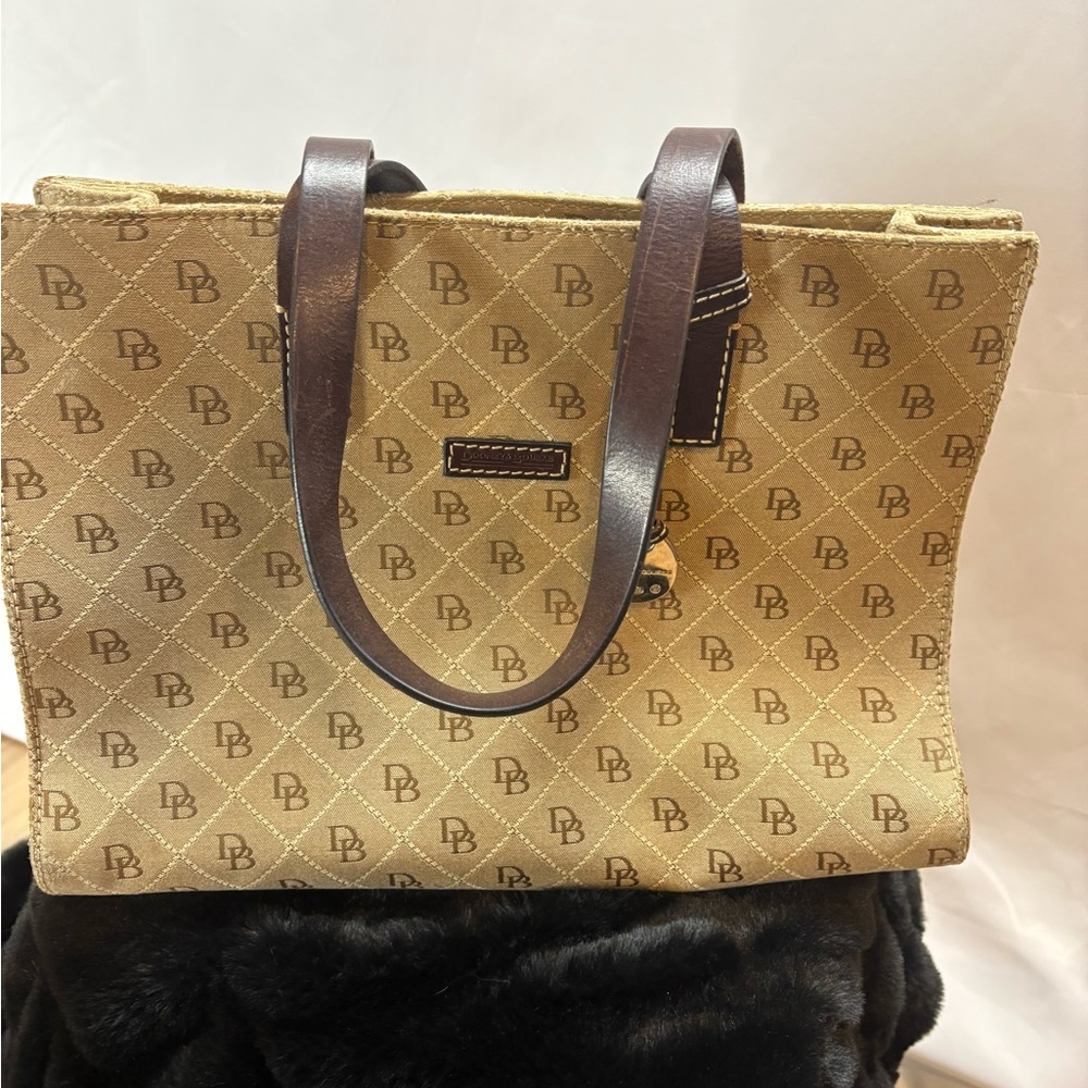 Brown Monogram Shoulder Bag with Leather Handles